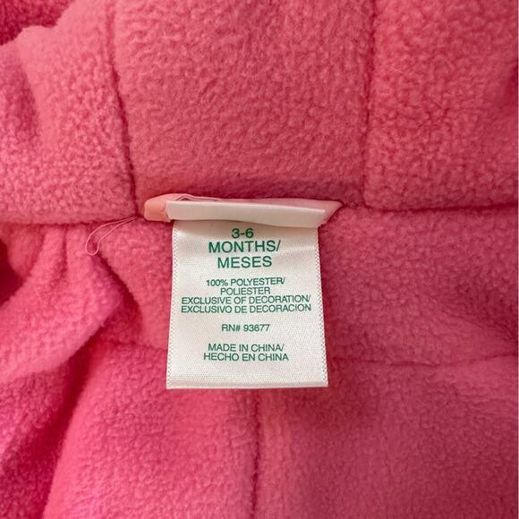 Okie Dokie Snowsuit Pink Fleece Lined Footed With Mittens Size 3-6 Mos. Bunting - Picture 9 of 11